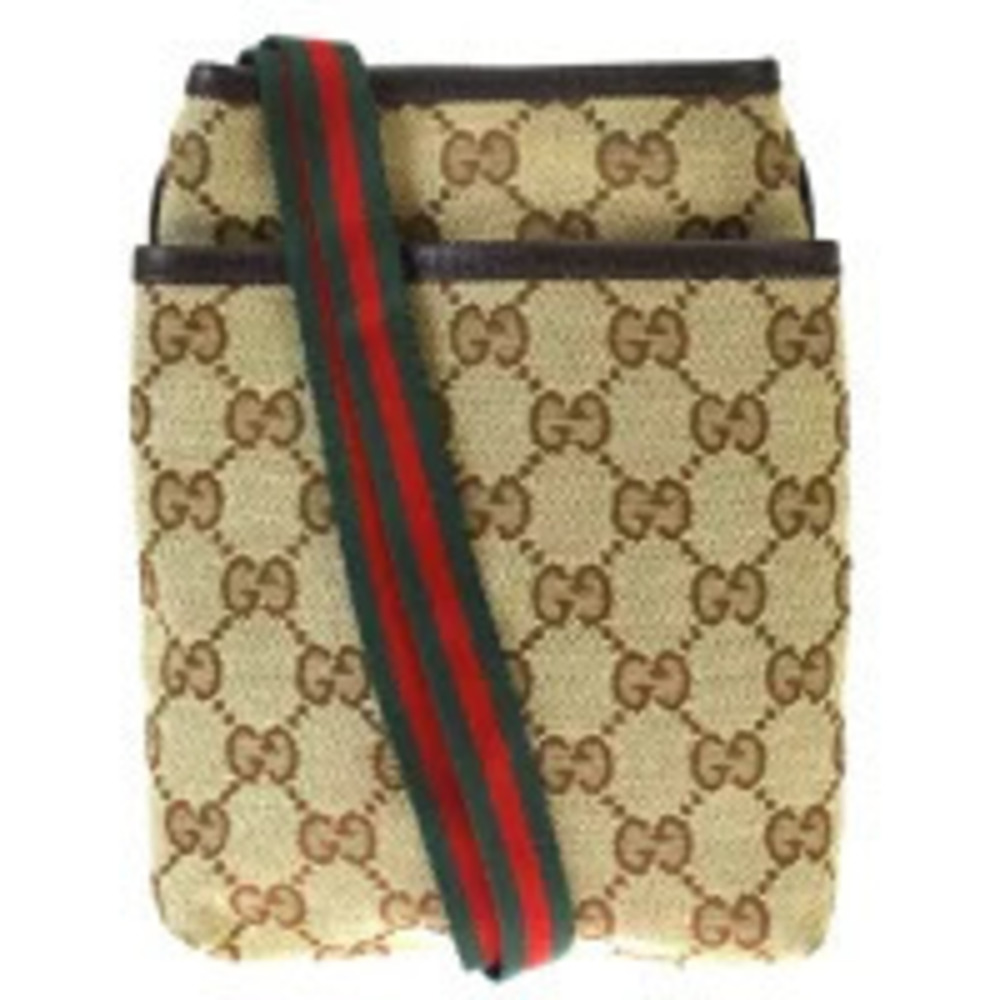 Gucci Sherry Pochette Shoulder Bag GG Brown Canvas Leather